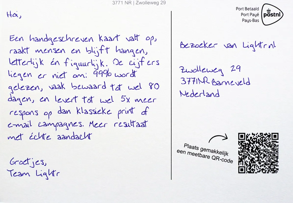 Card written in the Bas handwriting style
