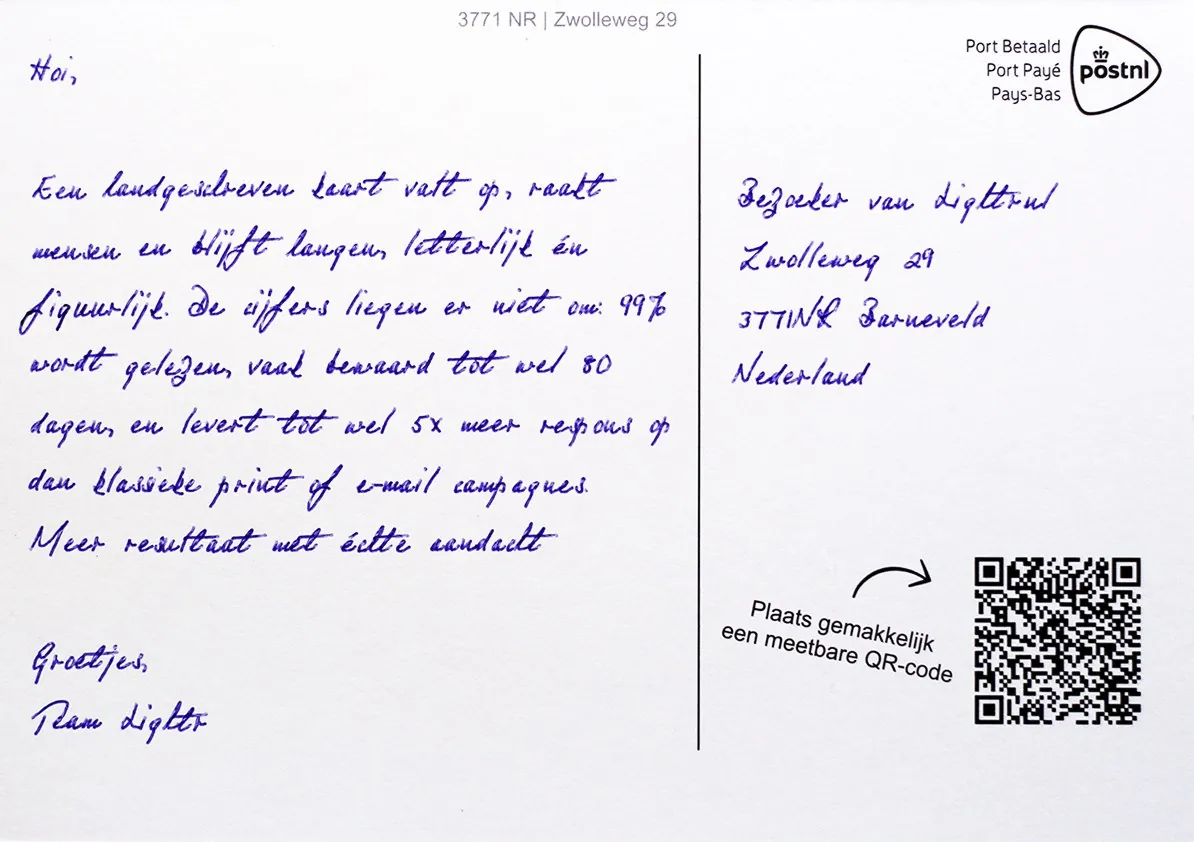 Card written in the Gerard handwriting style