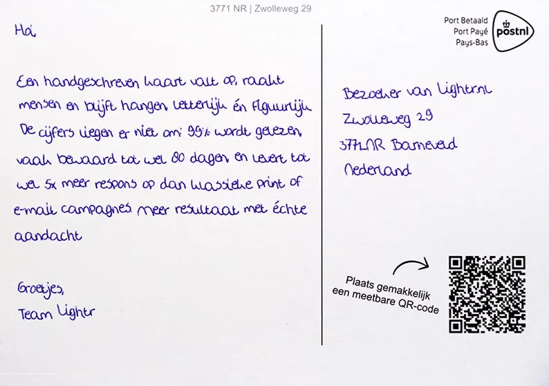 Card written in the Lisette handwriting style