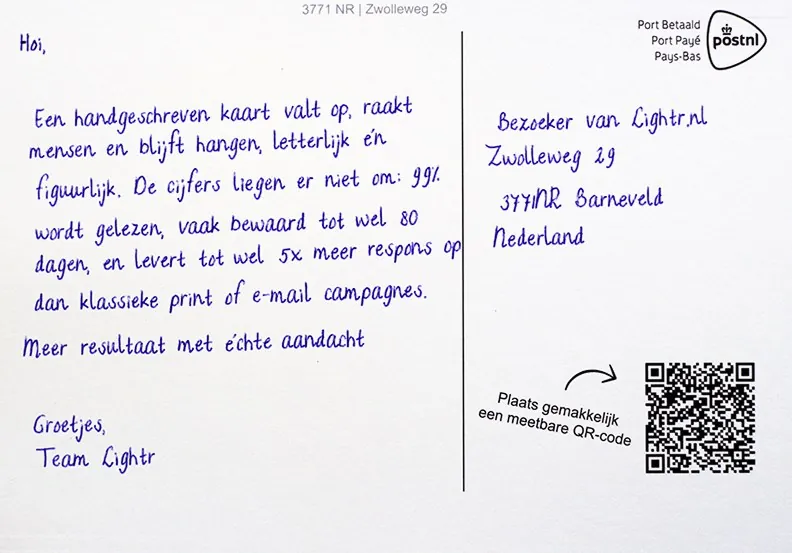 Card written in the Mathilde handwriting style