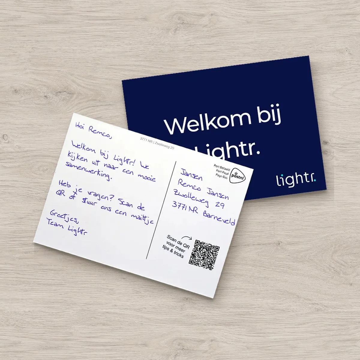 Pen-written welcome card 