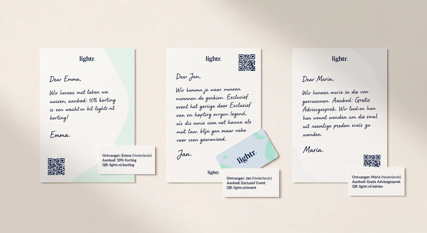 Cards with a personal text for each recipient