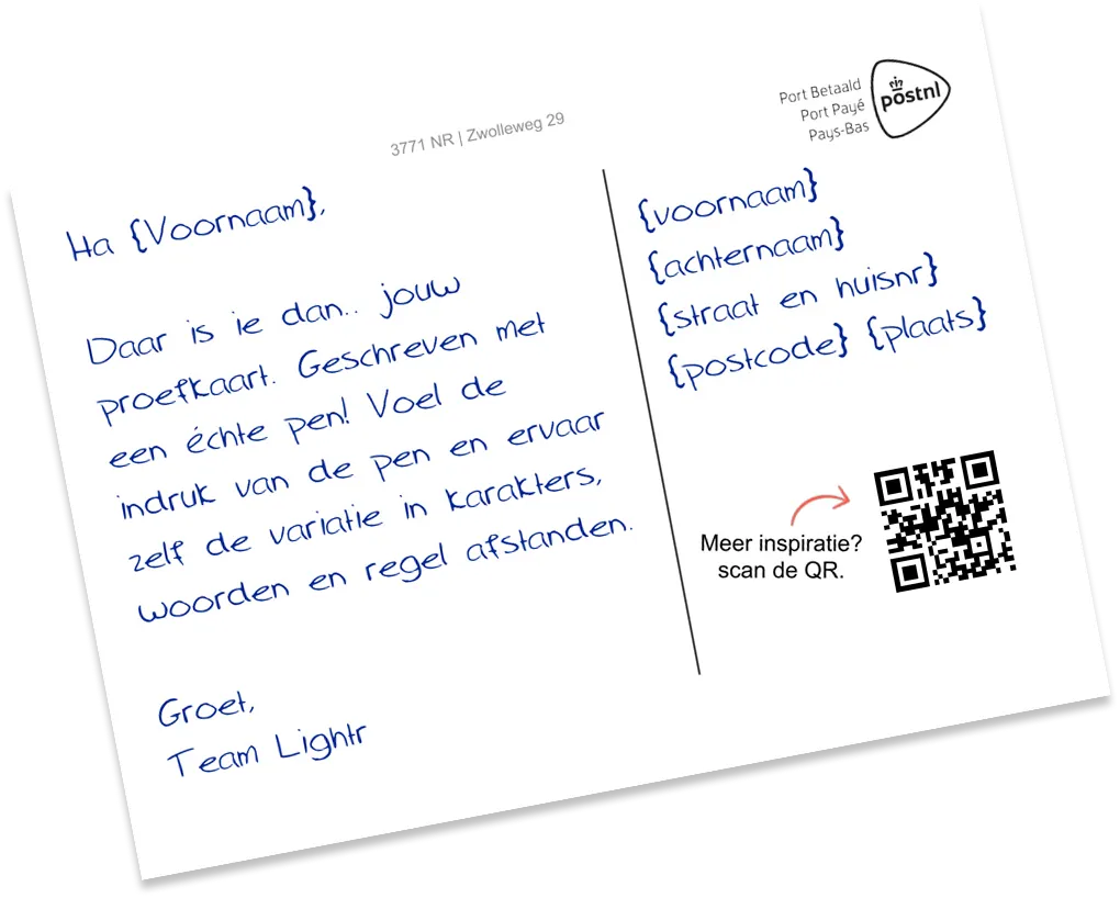 Handwritten test card