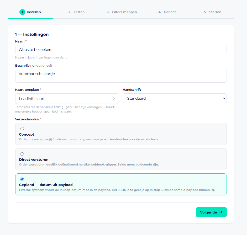Webhooks integratie