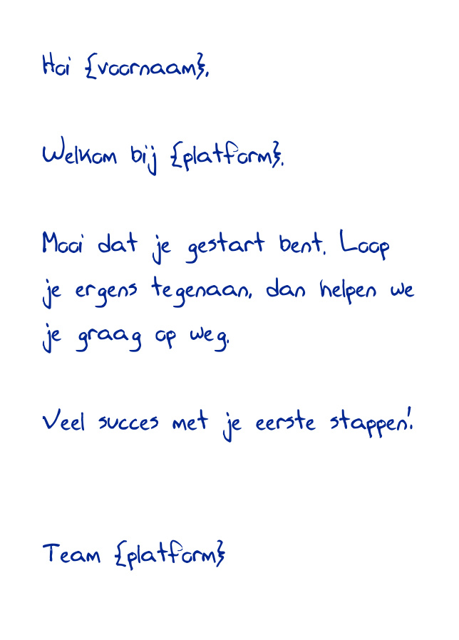 Onboarding SaaS, handgeschreven kaart